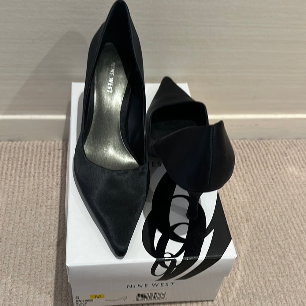 Nine West Black Satin Women's Heels